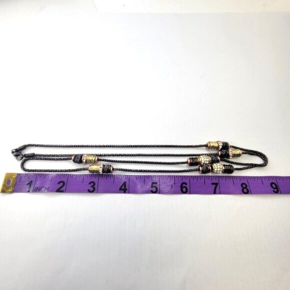 Bronze Gold Necklace With Rhinestones - Picture 6 of 9